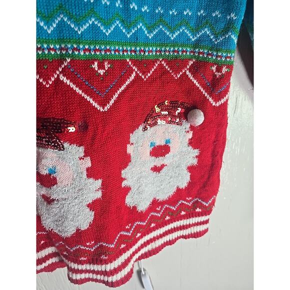 Santa Sequined Christmas Sweater Womens Large Festive Holiday Cozy Ho Ho Ho - Picture 5 of 12